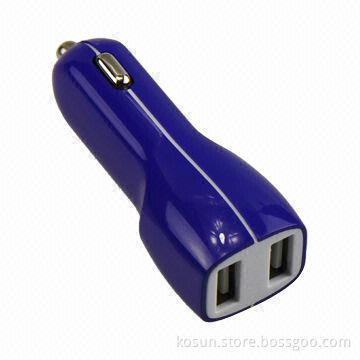2 USB Car Charger, Kosun, 2.1A, CE, FCC, RoHS Certified